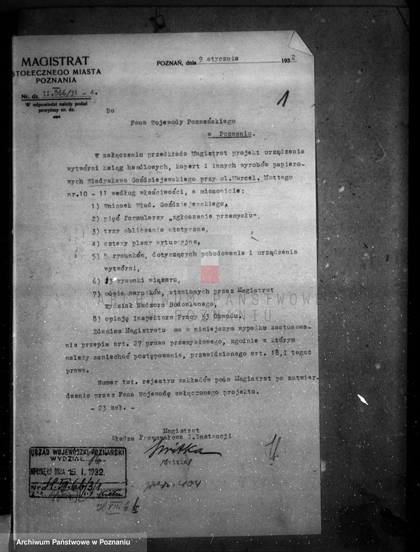 image.from.unit.number "Zatwierdzenie wytwórni wyrobów papierniczych nr 475 Władysława Goździejewskiego w Poznaniu"