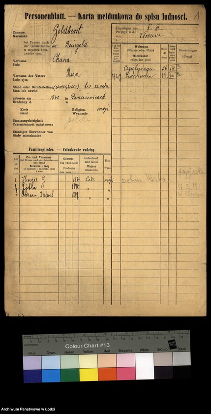 Obraz 3 z jednostki "[Spis ludności Łodzi] Goldberszt - Goldkrant"