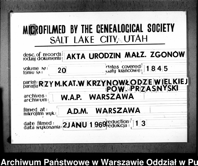 Obraz 1 z jednostki "Akta urodzeń, małżeństw i zgonów"