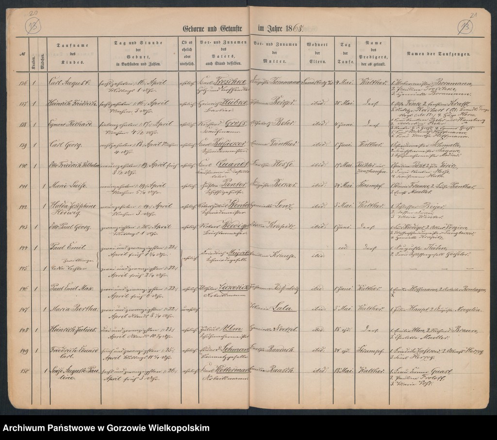 image.from.unit.number "Duplikate der Hauptkirche zu Landsberg an der Warthe (zawiera także księgę zgonów Konkordien, reformirte und Militair Kirchen Gemeinde z 1868 r.)"