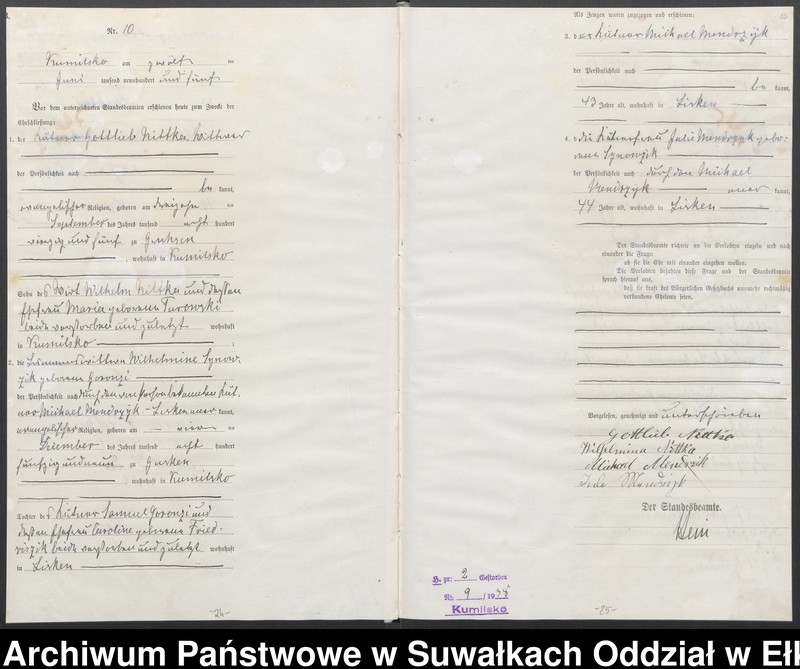 image.from.unit.number "Heirats-Haupt-Register des Königlichen Preussischen Standes-Amtes Kumilsko Kreis Johannisburg"