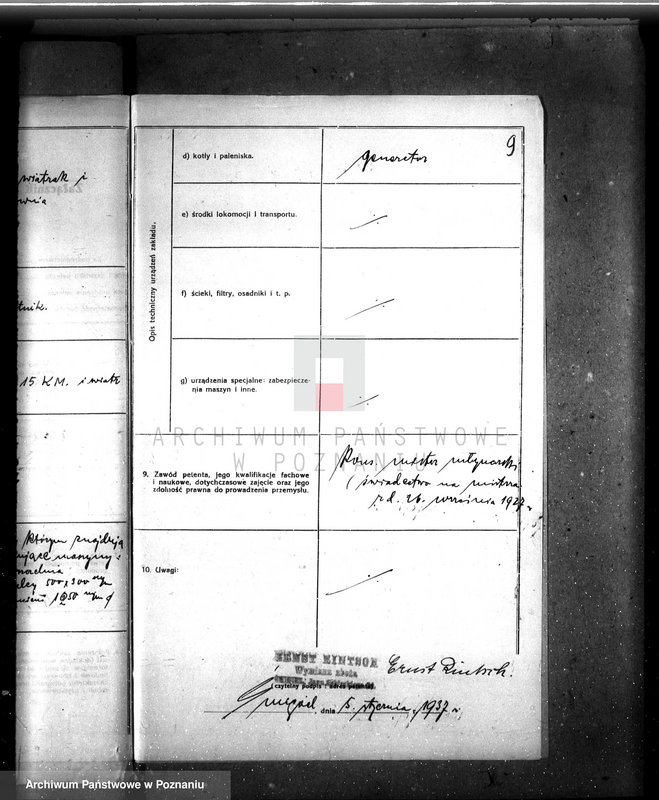 Obraz 13 z jednostki "Zatwierdzenie zakładu przemysłowego stacji napędowej Ernesta Bintscha w Śmiglu, pow. kościański"