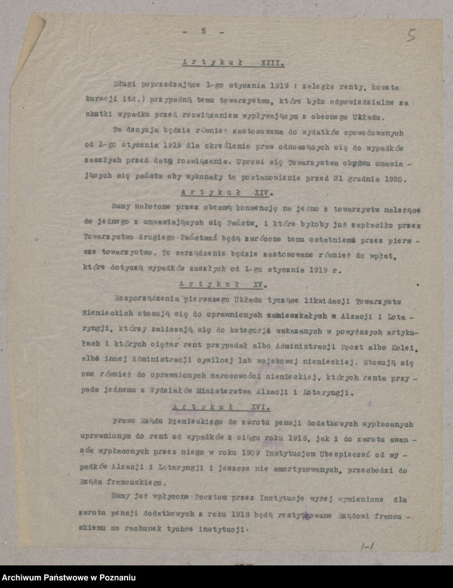 Obraz 7 z jednostki "[Materiały dotyczące rozliczeń Francji z Niemcami zgodnie z Traktatem Wersalskim odnośnie ubezpieczeń społecznych]"