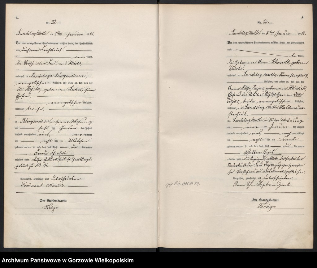 Obraz 19 z jednostki "Geburts Register"