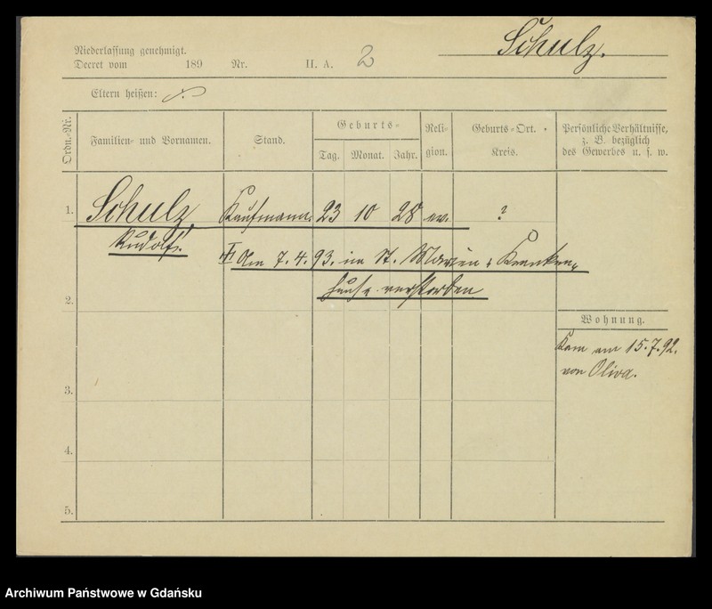 image.from.unit.number "Karty meldunkowe: Schulz Rudolf -Schuntermann"