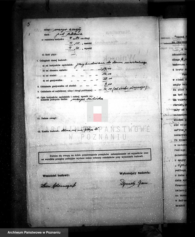 Obraz 9 z jednostki "Zatwierdzenie zakładu przemysłowego rzeźni Leona Adamczaka w Gulczu pow. czarnkowski"