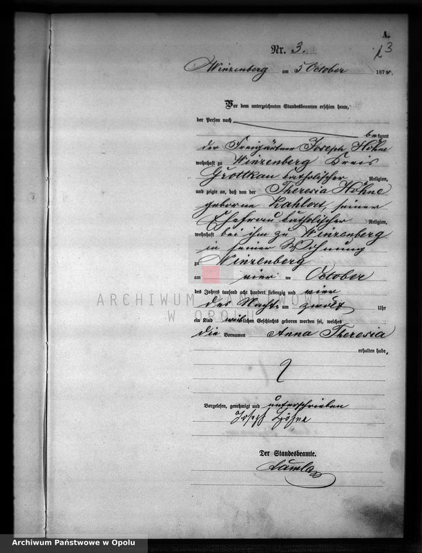 image.from.unit.number "Geburts-Haupt-Register für des Standes Amt Winzenberg 1874"