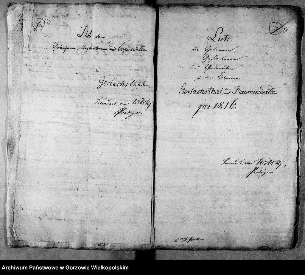 image.from.unit.number "Duplikate der Kirchenbücher von der Parochie Lossow: Raumerswalde (Roszkowice), Gerlachsthal (Gostkowice)"