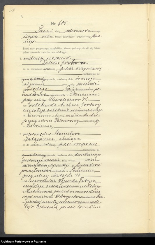 Obraz 20 z jednostki "Księga miejscowa małżeństw tom III [Rejestr główny małżeństw]"