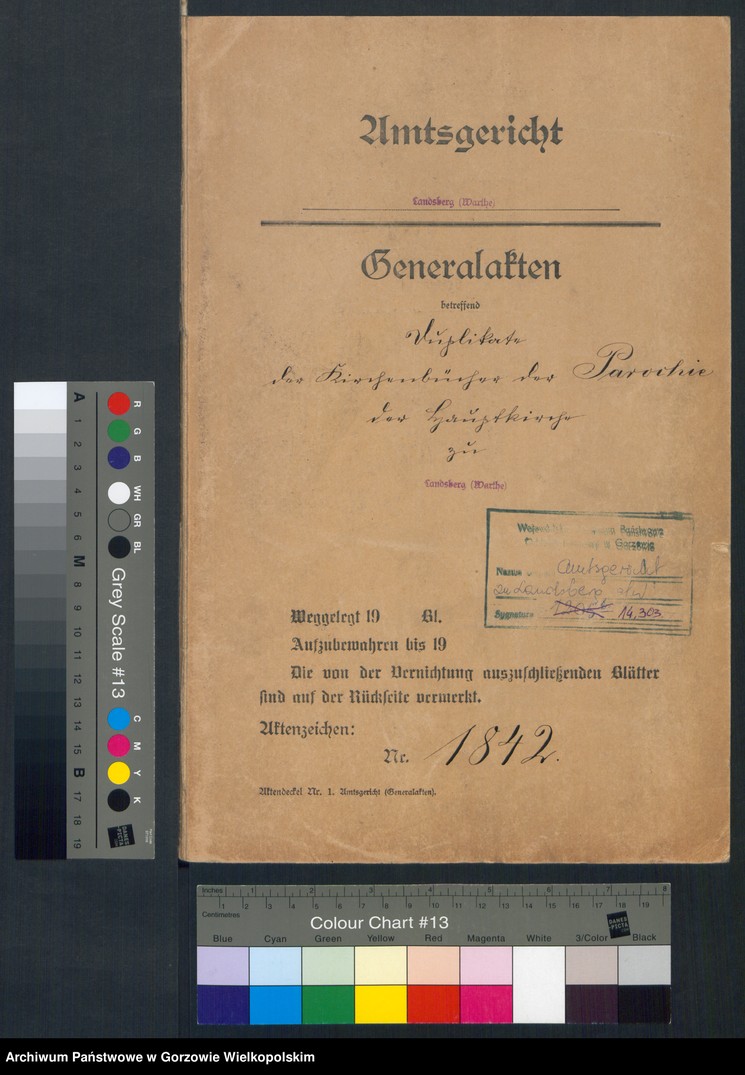 image.from.unit.number "Duplikate der Kirchenbücher der Parochie der Hauptkirche zu Landsberg an der Warthe (zawiera także księgę zgonów Konkordien Kirche z 1842 r.)"