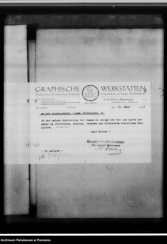 Obraz 15 z jednostki "[Korespondencja w sprawach organizacyjnych, sprawozdanie z działalności Kreissippenamt w Jarocine]"