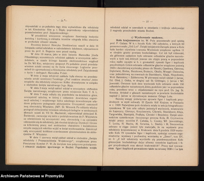 image.from.unit.number "Sprawozdanie Dyrekcji Państw[owego] Gimnazjum im. króla Kazimierza Wielkiego w Bochni za rok szkolny 1929/30"