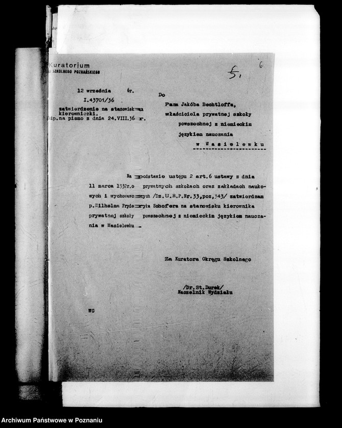 Obraz 10 z jednostki "Prywatna Szkoła Powszechna z niemieckim językiem nauczania Wasielewko powiat Mogilno"