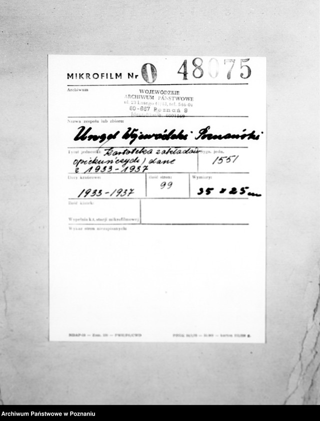 Obraz 2 z jednostki "/Kartoteka zakładów opiekuńczych/ dane z 1933-37"