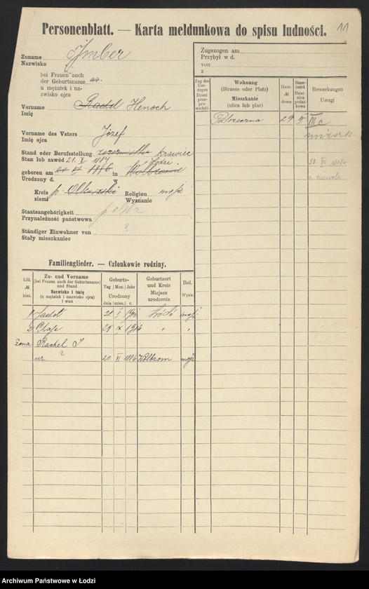 Obraz 13 z jednostki "[Spis ludności Łodzi] Imacki - Iwanowa"