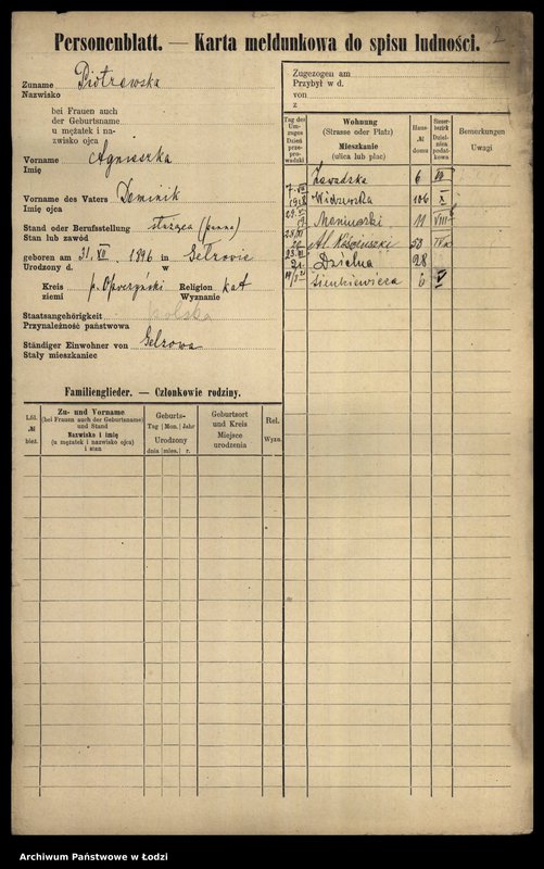 Obraz 4 z jednostki "[Spis ludności Łodzi] Piotrowska-Piotrowski"