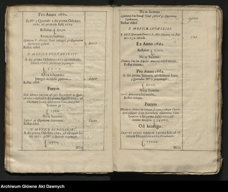 image.from.unit.number "Księgi obejmujące tzw. addytamenta wojskowe, delaty kwarciane, taryfy, hyberny i inne. 1643-1794"