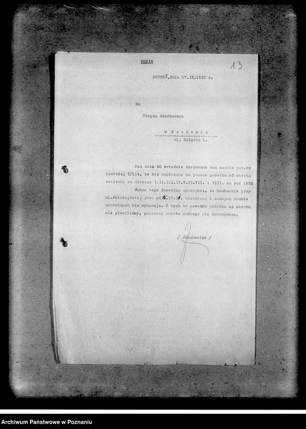 Obraz 17 z jednostki "Korespondencja z Urzędem Skarbowym"