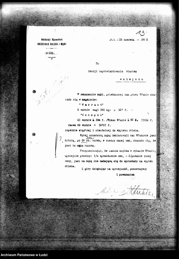 Obraz 20 z jednostki "Korespondencja Sekcji Zaprowiantowania Miasta"