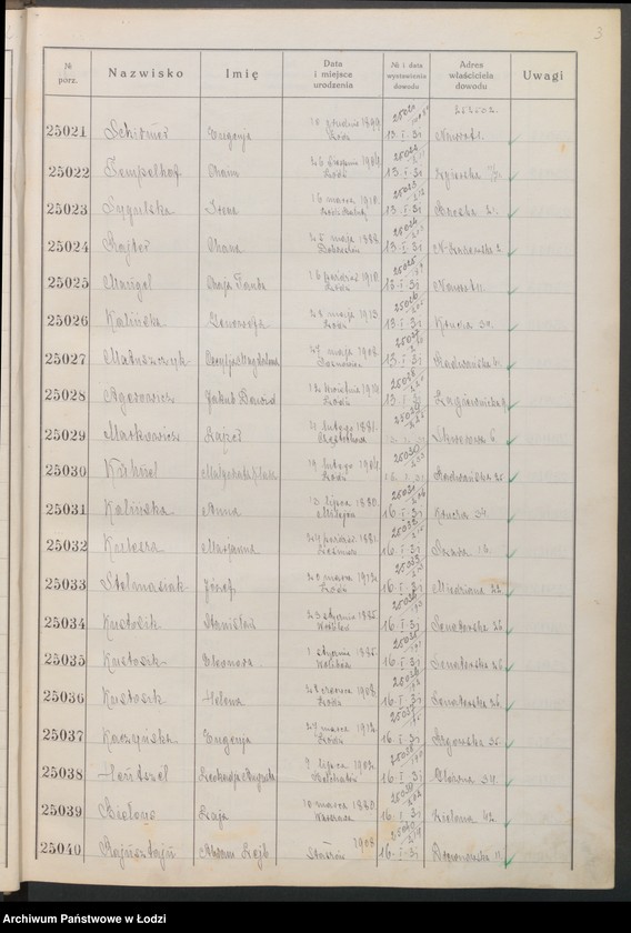 image.from.unit.number "Ewidencja dowodów osobistych wydanych przez Zarząd gminy Łódź od nr 25001 do 30000"