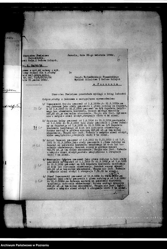 Obraz 9 z jednostki "Majątek Zakrzew powiatu jarocińskiego odprawy z art.. 44 ustawy o wykonaniu reformy rolnej"