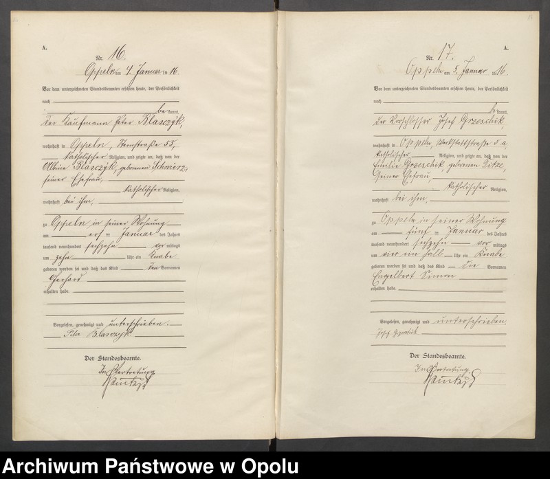 image.from.unit.number "Urząd stanu Cywilnego Opole Księga Urodzeń Rok 1916 1-395"