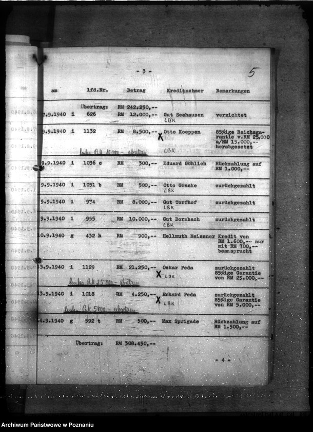 Obraz 9 z jednostki "Kredyt Stand per 30. IX. 1940."