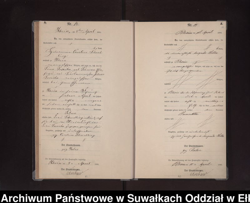 image.from.unit.number "Geburts-Neben-Register des Preussischen Standes-Amtes Rhein Kreis Loetzen"