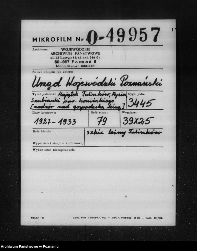 Obraz 2 z jednostki "Majątek Tuliszków, Rysiu, Szubianki powiatu konińskiego /nadzór nad gospodarką leśną/"