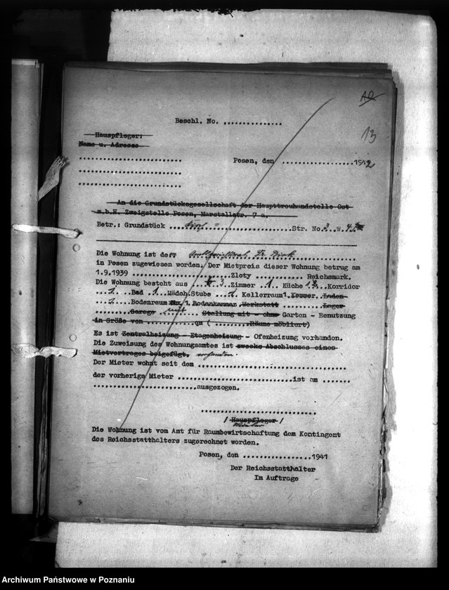 Obraz 17 z jednostki "Wohnungszuweisungen für Deutsche. Verdrängung der Polen."