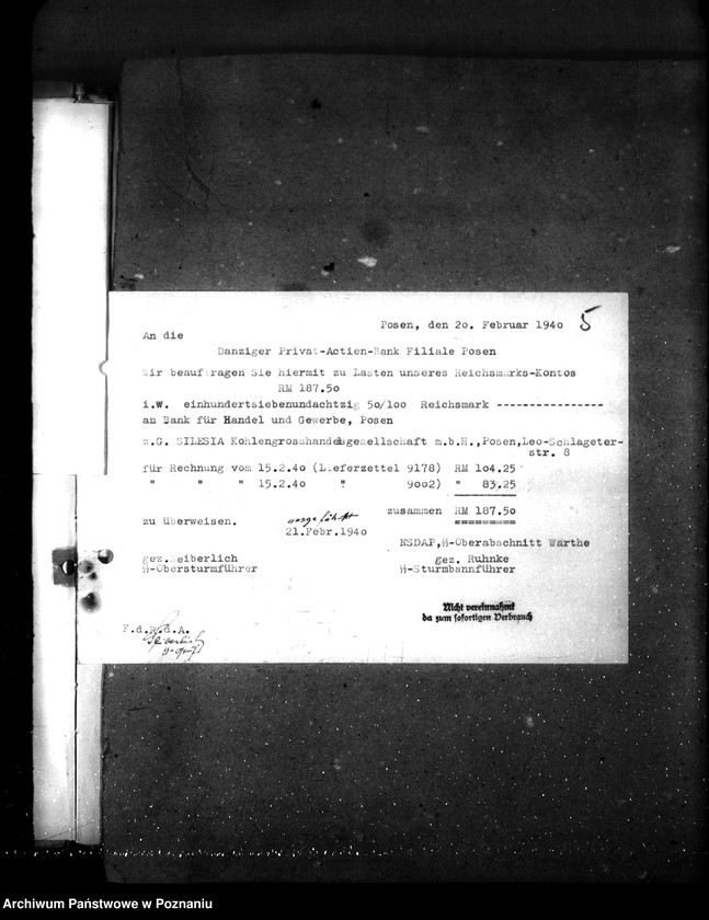 Obraz 9 z jednostki "Errichtung eines Selbstschutzes im Warthegau- Vorschuss"