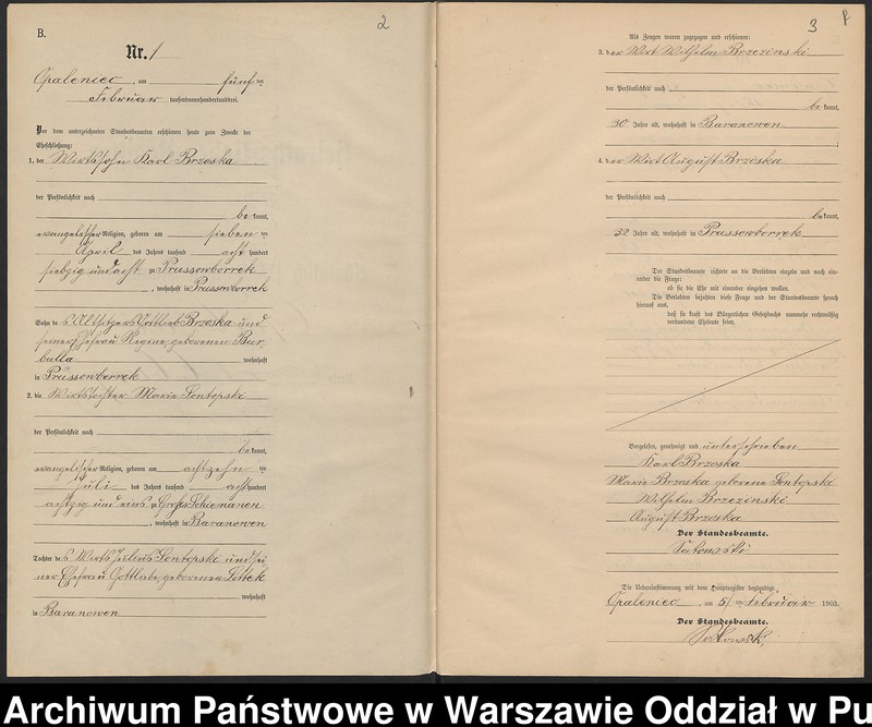 Obraz 5 z jednostki "Księga małżeństw parafii ewangelicko-augsburskiej w Opaleńcu"