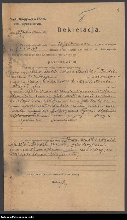 Obraz 11 z jednostki "Abram Hendeles i Dawid Nenfeld- handel towarem galanteryjnym"