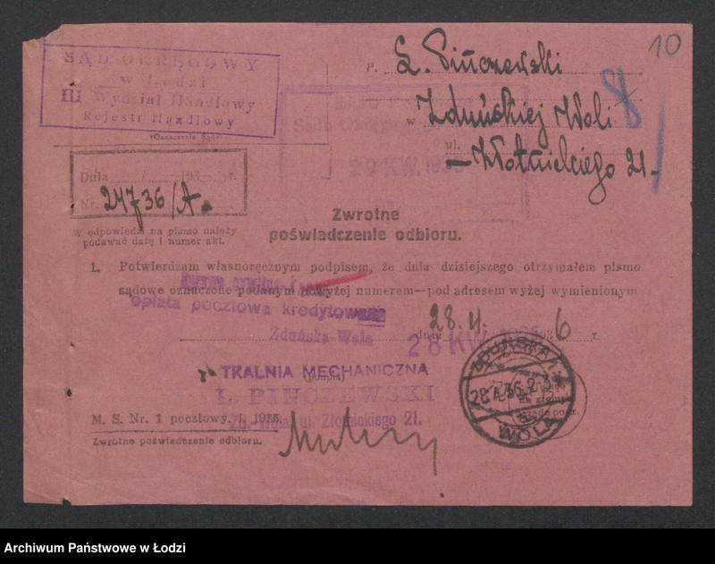 Obraz 12 z jednostki "Lewi Pińczewski – przemysł wełniany i półwełniany sprzedaż w Łodzi"