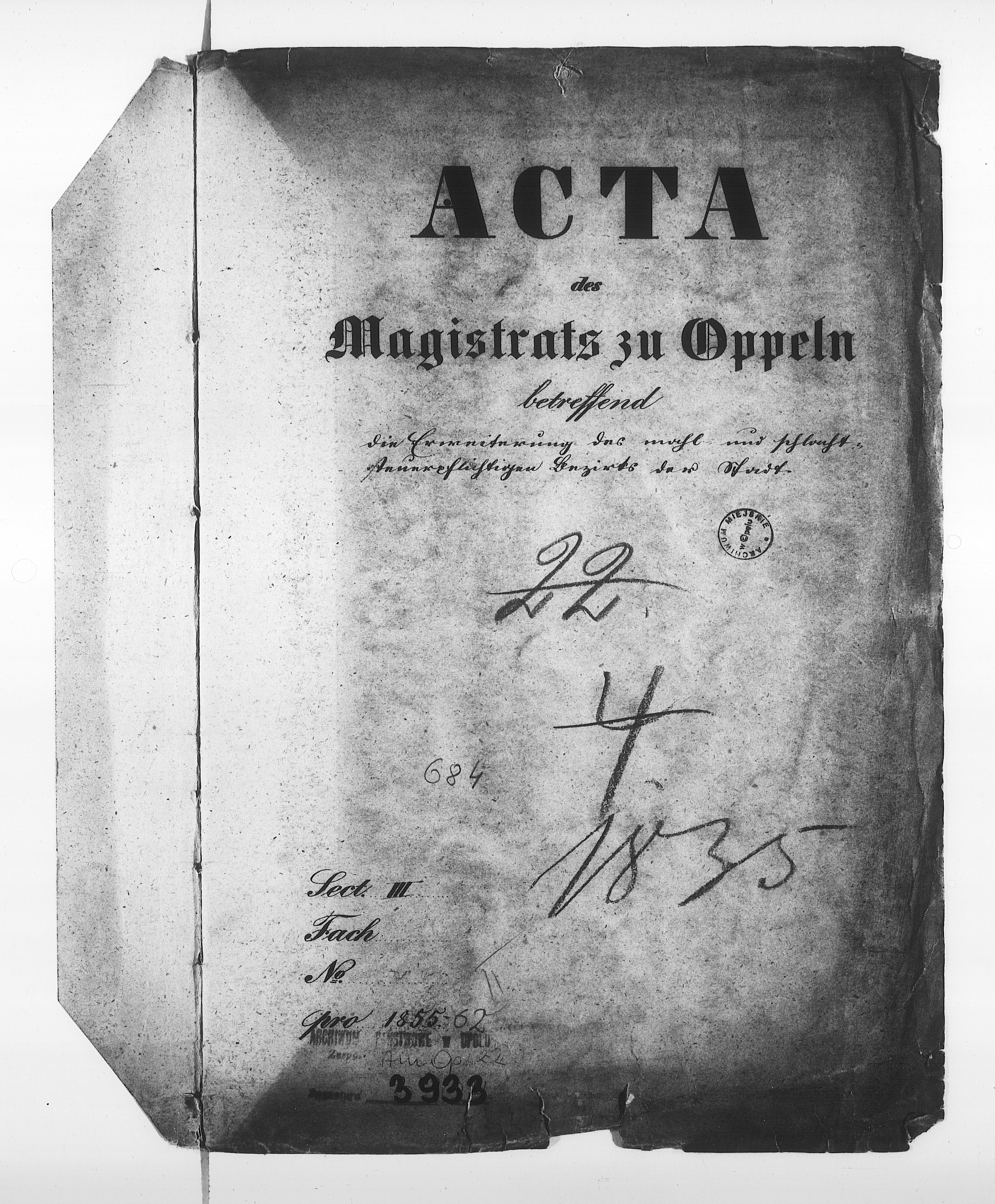 Obraz 4 z jednostki "Acta des Magistrats zu Oppeln betreffend die Erweiterung des mahl- und schlachtsteuerpflichtigen Bezirks der Stadt"