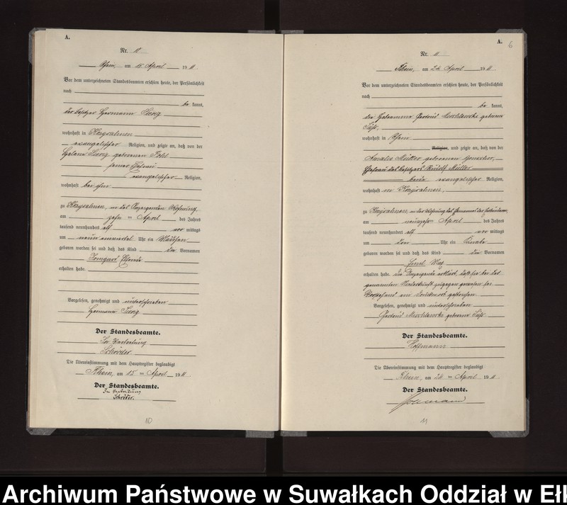 image.from.unit.number "Geburts-Neben-Register des Königlichen Preussischen Standes-Amtes Gneist Kreis Lötzen"