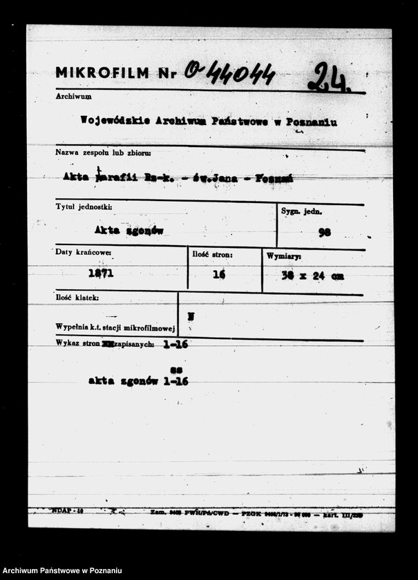 Obraz 1 z jednostki "Księga zgonów"