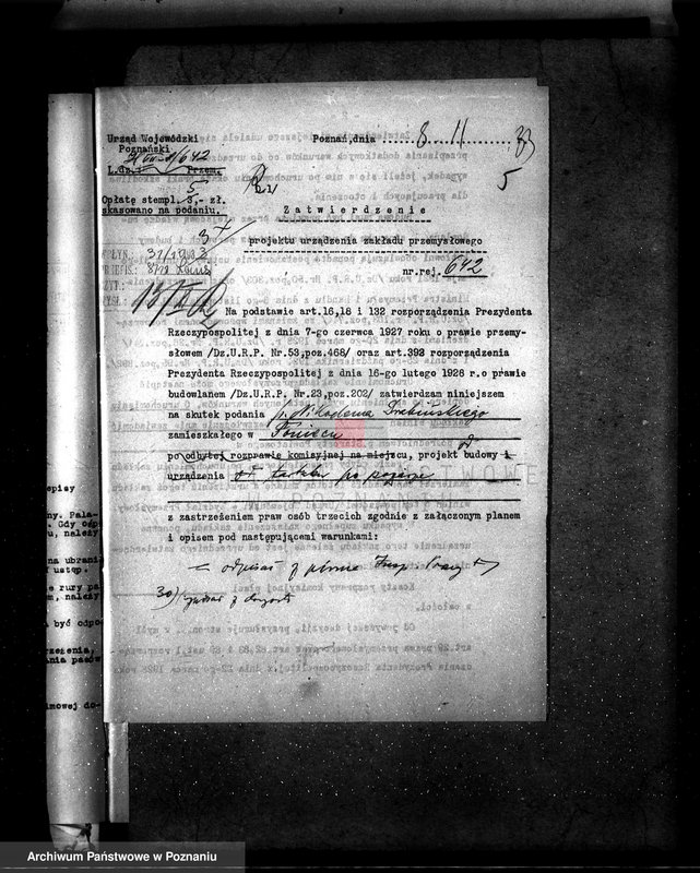 Obraz 9 z jednostki "Zatwierdzenie zakładu przemysłowego /tartak/ H. Drobińskiego w Poniecu pow. gostyński"