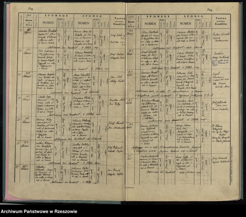image.from.unit.number "Księga małżeństw Parafia Rzymskokatolicka Rzeszów oraz Pobitno, Staroniwa, Wilkowyja, Załęże, Zwięczyca"