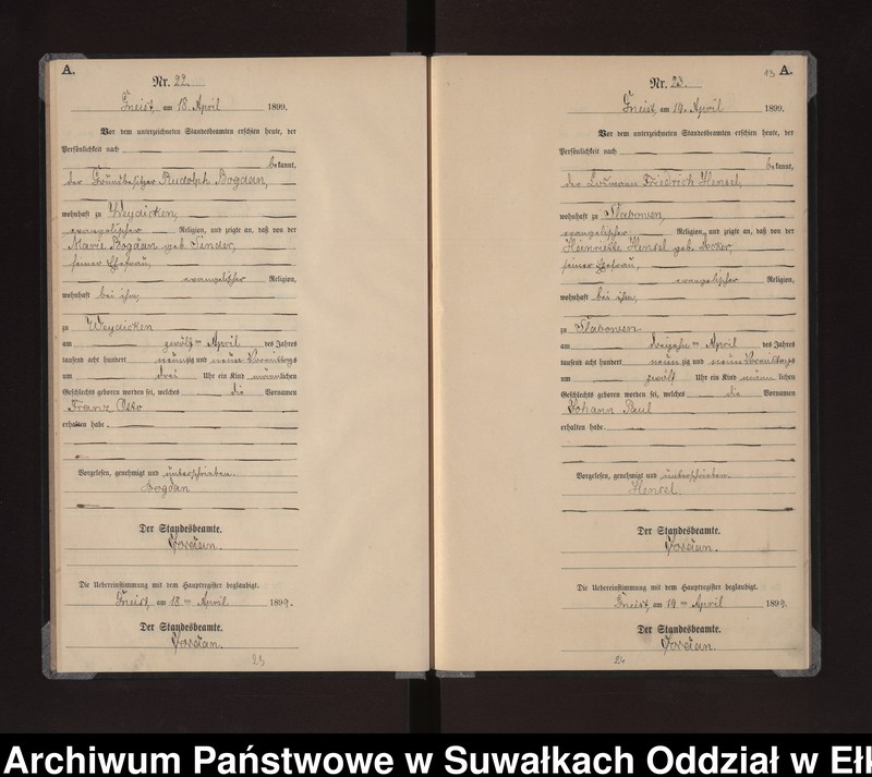 image.from.unit.number "Geburts-Neben-Register des Königlichen Preussischen Standes-Amtes Gneist Kreis Lötzen"