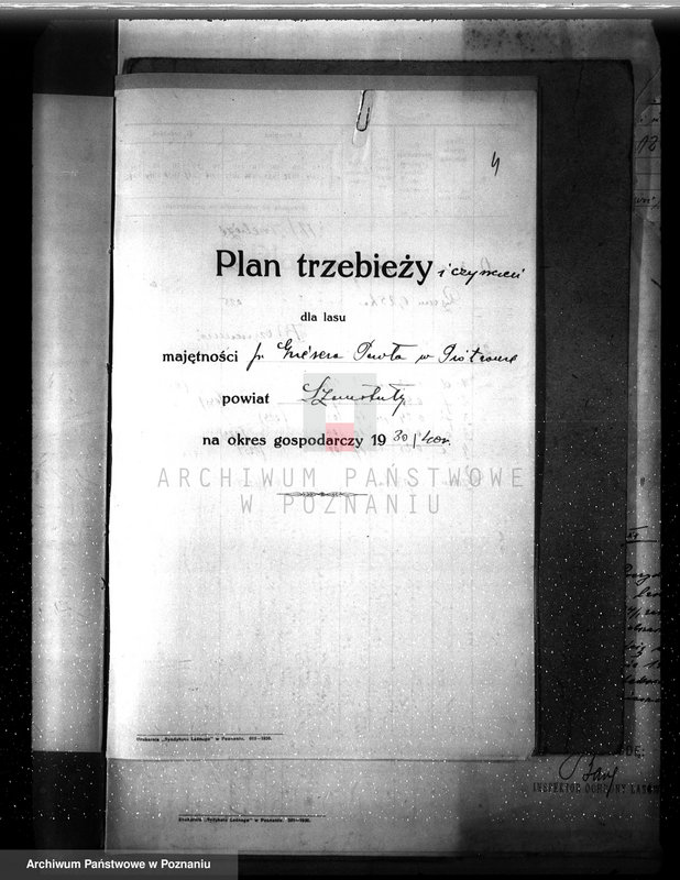 image.from.unit.number "Plan urządzenia gospodarstwa leśnego dla lasu majętności P. Griesera powiat szamotulski 1930-1940"