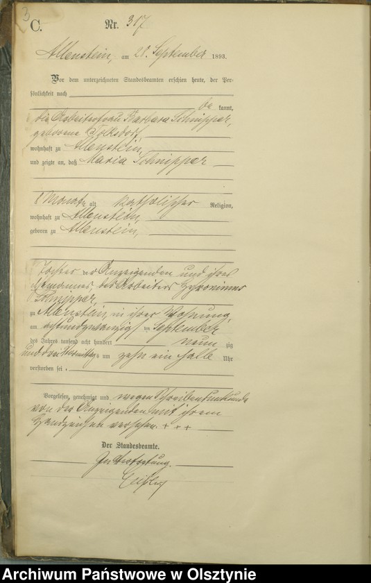 image.from.unit.number "Sterbe-Haupt-Register Tom II,Nr 316 - 463"