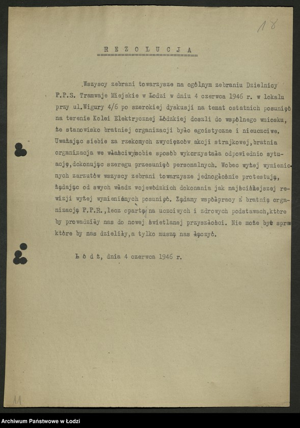 Obraz 19 z jednostki "Protokoły [wspólnych posiedzeń komitetów dzielnicowych PPS i PPR] T-2"