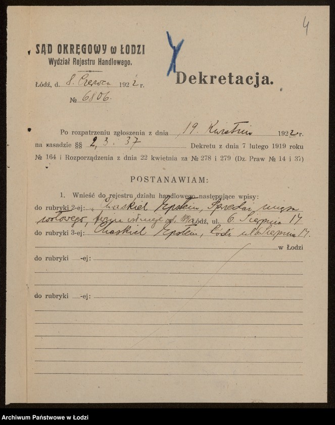 Obraz 6 z jednostki "Chaskiel Epstein – sprzedaż mięsa wołowego"