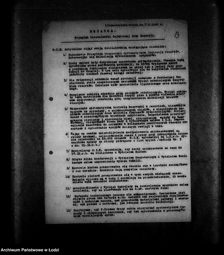 Obraz 16 z jednostki "[Instrukcje kontrolne, regulaminy Najwyższej Izby Kontroli, protokoły posiedzeń, spisy pracowników, listy obecności]"