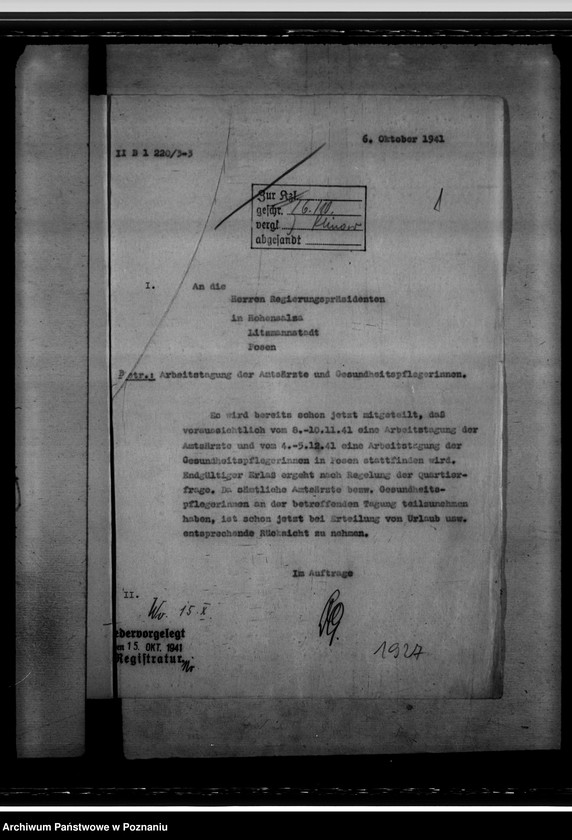 Obraz 6 z jednostki "Amtsarzttagung 8 - 10.11.1941 in Posen. Arbeitsübersicht der Gesundheitsämter"