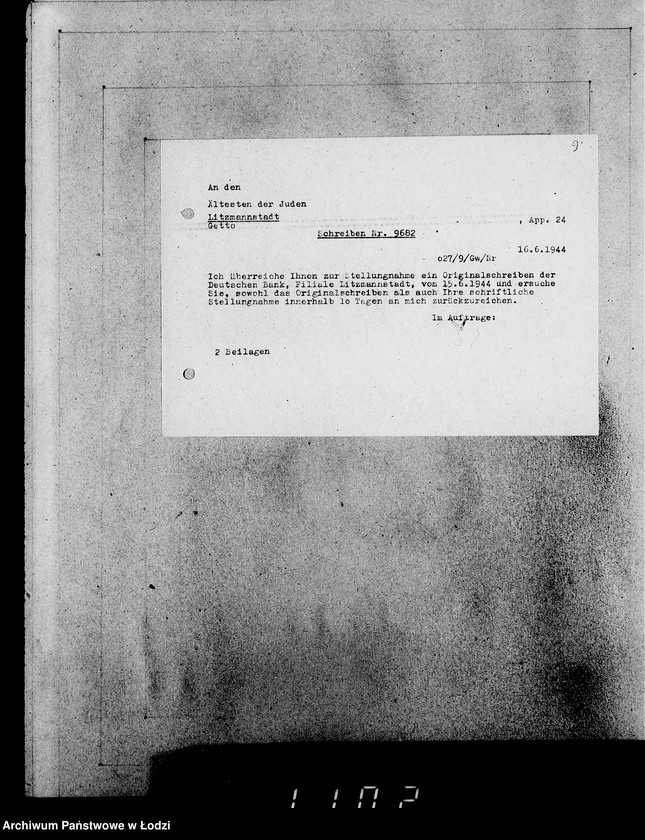 Obraz 13 z jednostki "Korrespondenz mit dem Ältesten der Juden"