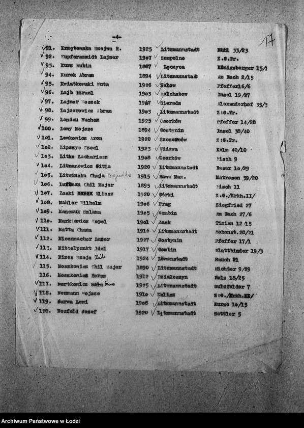 Obraz 20 z jednostki "[Pisma z Wydziału Prezydialnego, z Centralnego Więzienia i Wydziału Pracy zawiadamiające o przyjeżdżających i wyjeżdżających Żydach]"