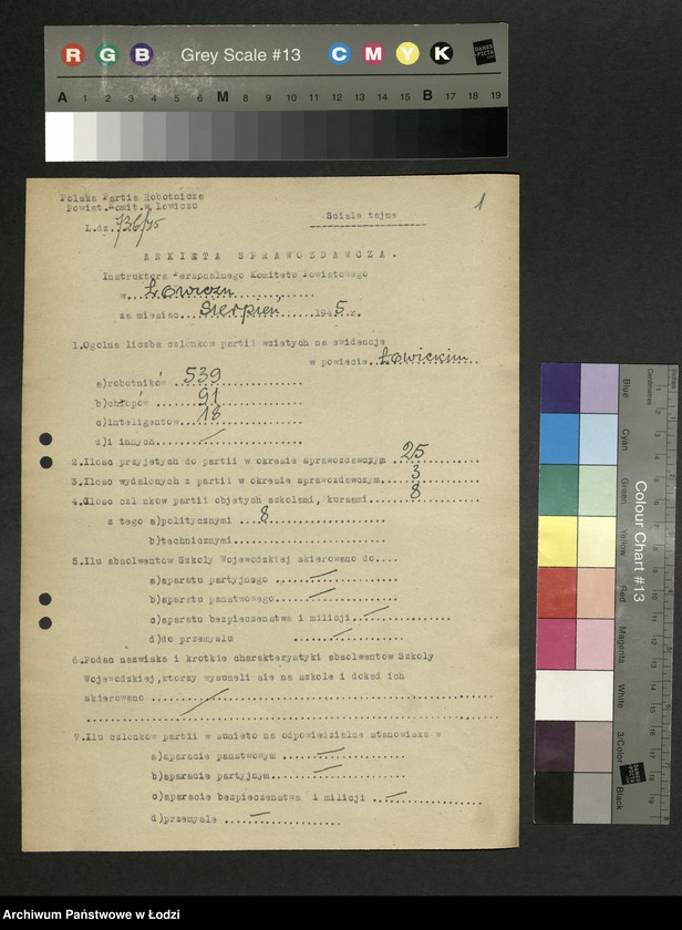 Obraz 2 z jednostki "Ankiety sprawozdawcze instruktora Komitetu Powiatowego Łowicz [z załącznikami]"