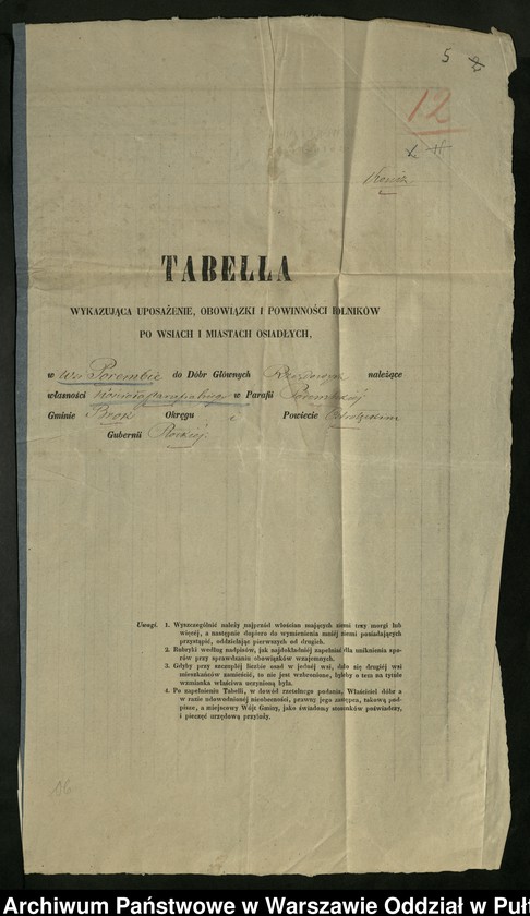 image.from.unit.number "O urządzaniu chłopów wsi Poręba wchodzących w skład własności poduchowej Poręba, gm. Poręba"